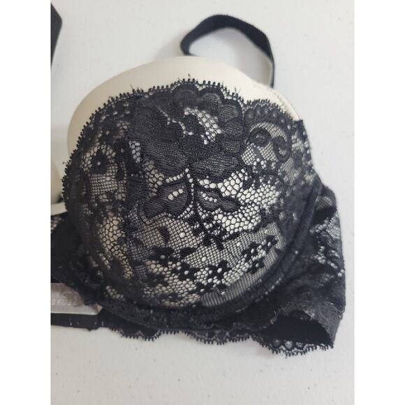 Victoria's Secret Dream Angels Black & White Lace Lined Demi Underwire Bra 34D - Picture 2 of 8